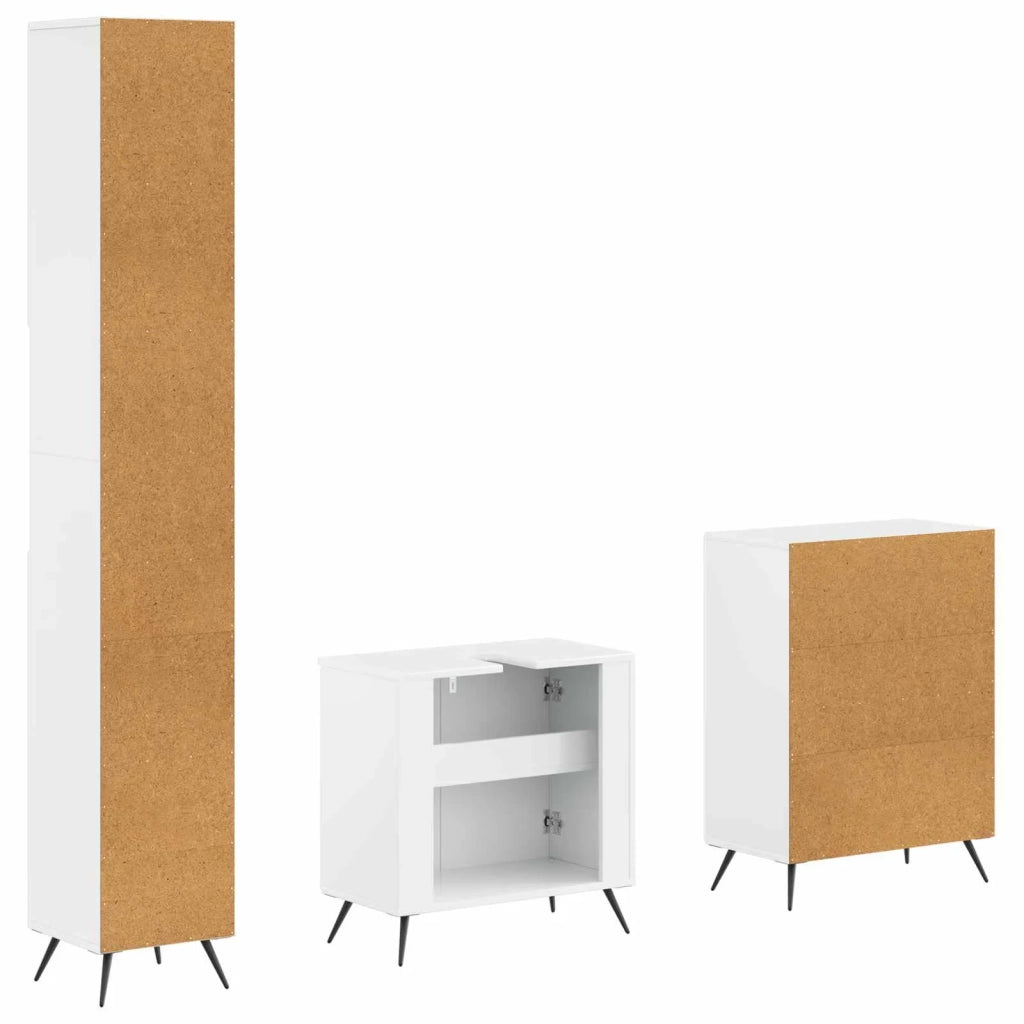 Set di armadietti da bagno in 3 pezzi BREDA Bianco Lucido 3417481