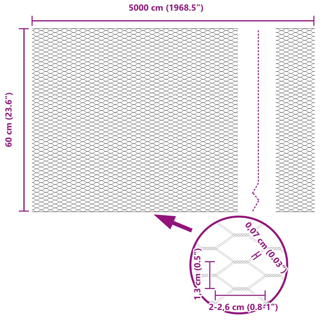 Recinzione Esagonale Grigia 0.6x50 m Acciaio