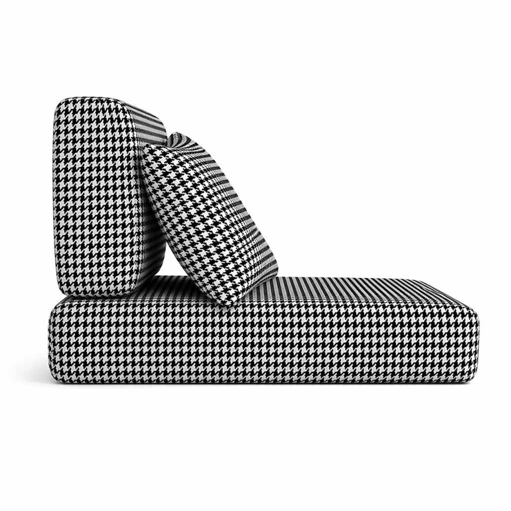 Set cuscini pied-de-poule 3 pezzi per divano sfoderabili - Nero/Bianco