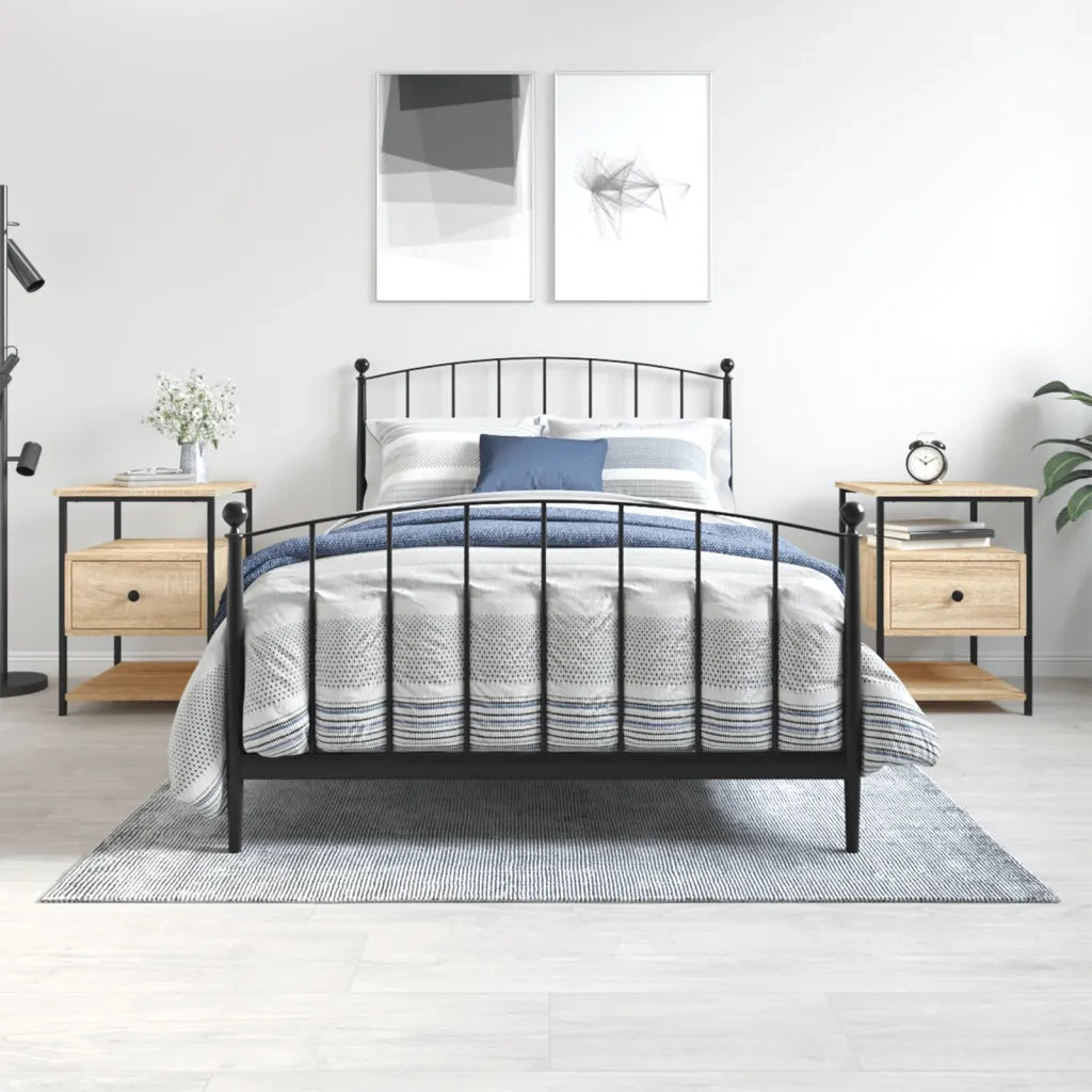 Set di 2 Comodini | Armadio da Notte | Mobiletto da notte Rovere Sonoma 40x42x56 cm in Legno Multistrato