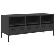 Mobile porta TV dal design industriale con vano contenitore 101,5 x 39 x 43,5 cm in acciaio laminato a freddo nero 02_0049745