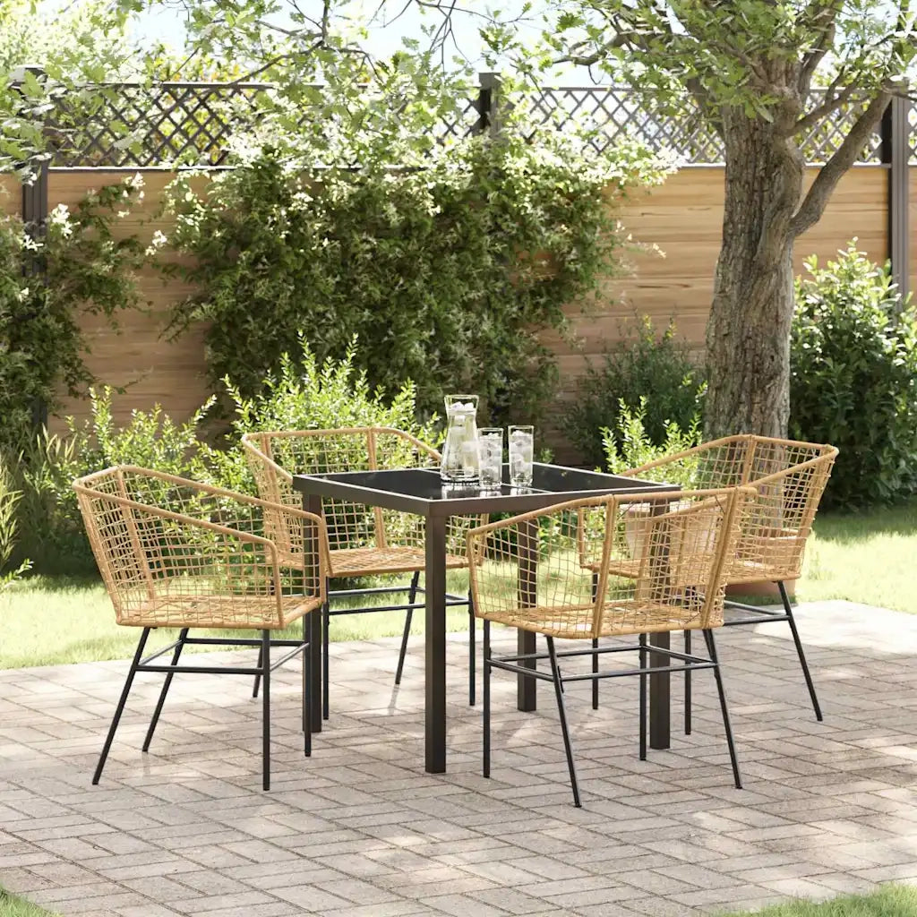 Set da Pranzo per Giardino 5 pcs Marrone polyrattan