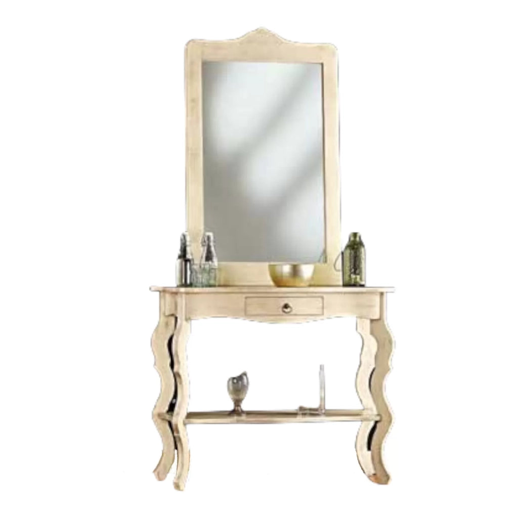 Consolle con specchio in legno laccato avorio - Mobili 2G