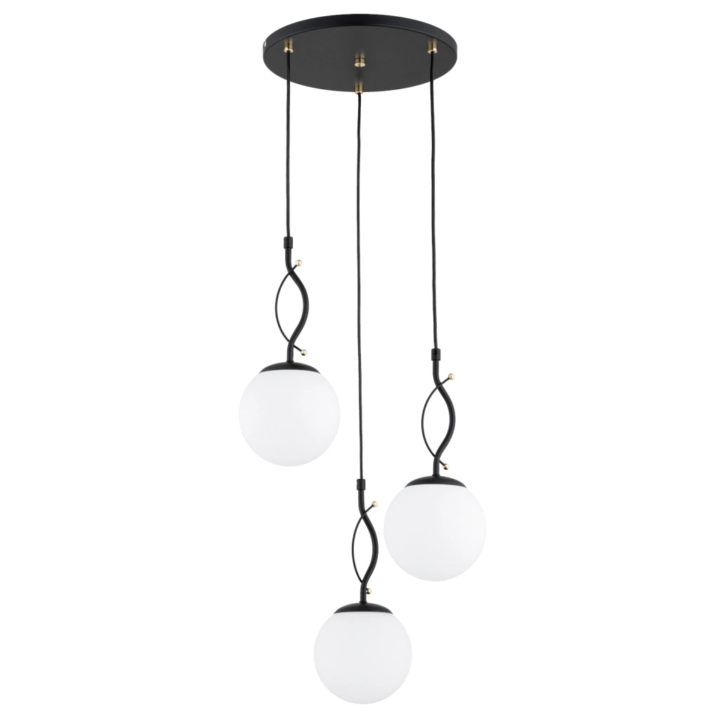Lampada a sospensione Panda nero/bianco oro 3xE14 Alfa