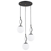 Lampada a sospensione Panda nero/bianco oro 3xE14 Alfa