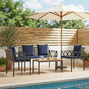 Set Mobili da Esterno 4 pcs Grigio e Blu Navy polyrattan 42025345