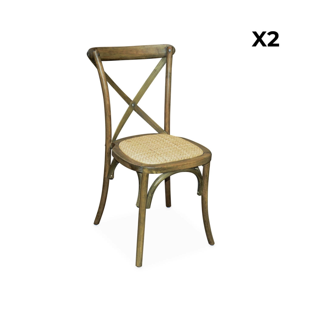 Set 2 sedie bistrò vintage in legno, marrone