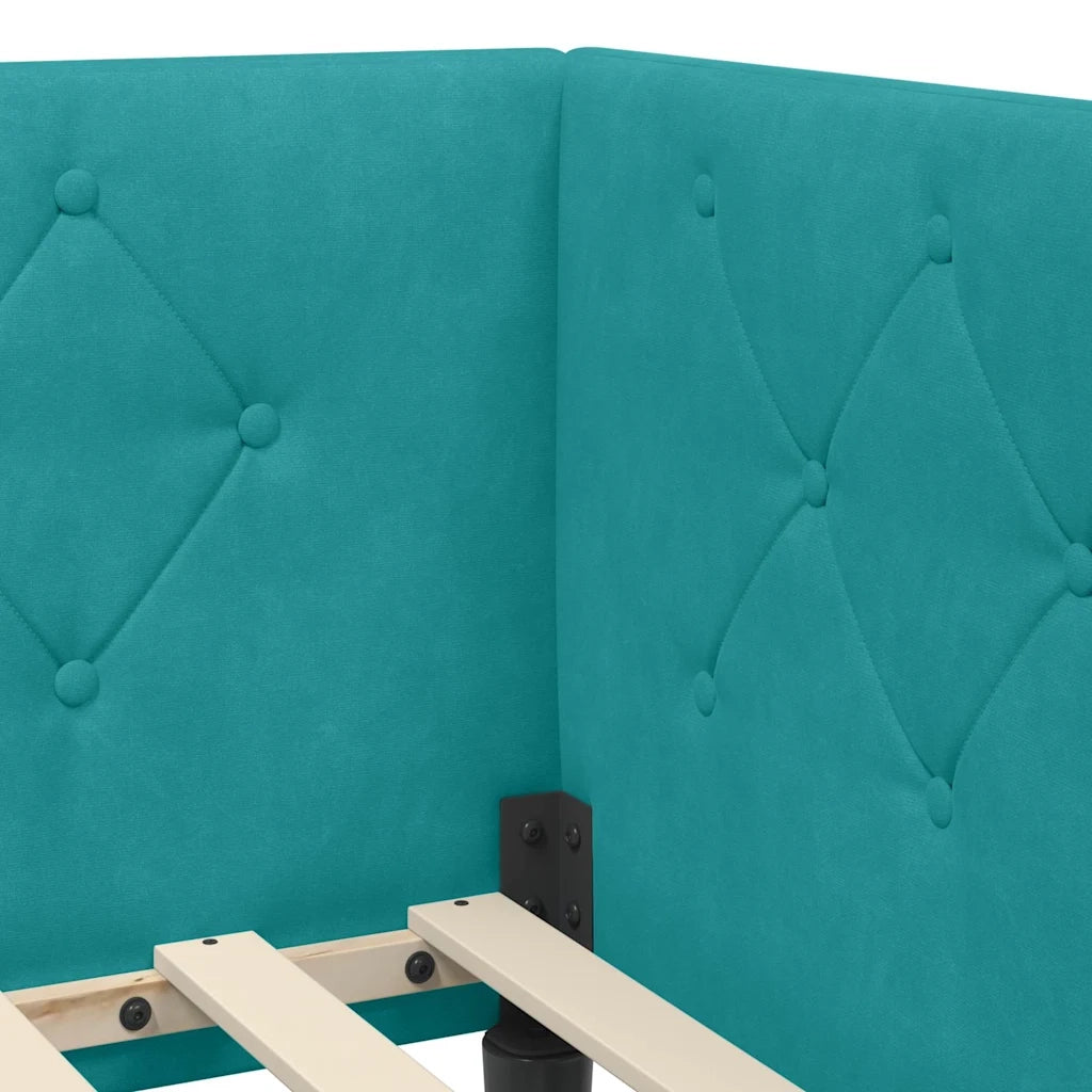 Cornice del letto ad angolo Turchese 90 x 200 cm Velluto 42016614
