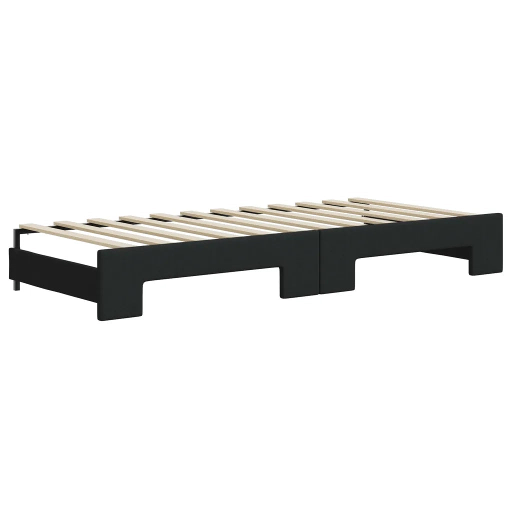 Divano Letto Estraibile con Cassetti Nero 100x200 cm in Tessuto 3197573