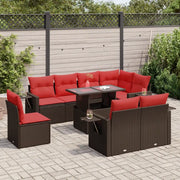 Set Divani Giardino 9 pz con Cuscini Marrone Polyrattan Acacia 3326505