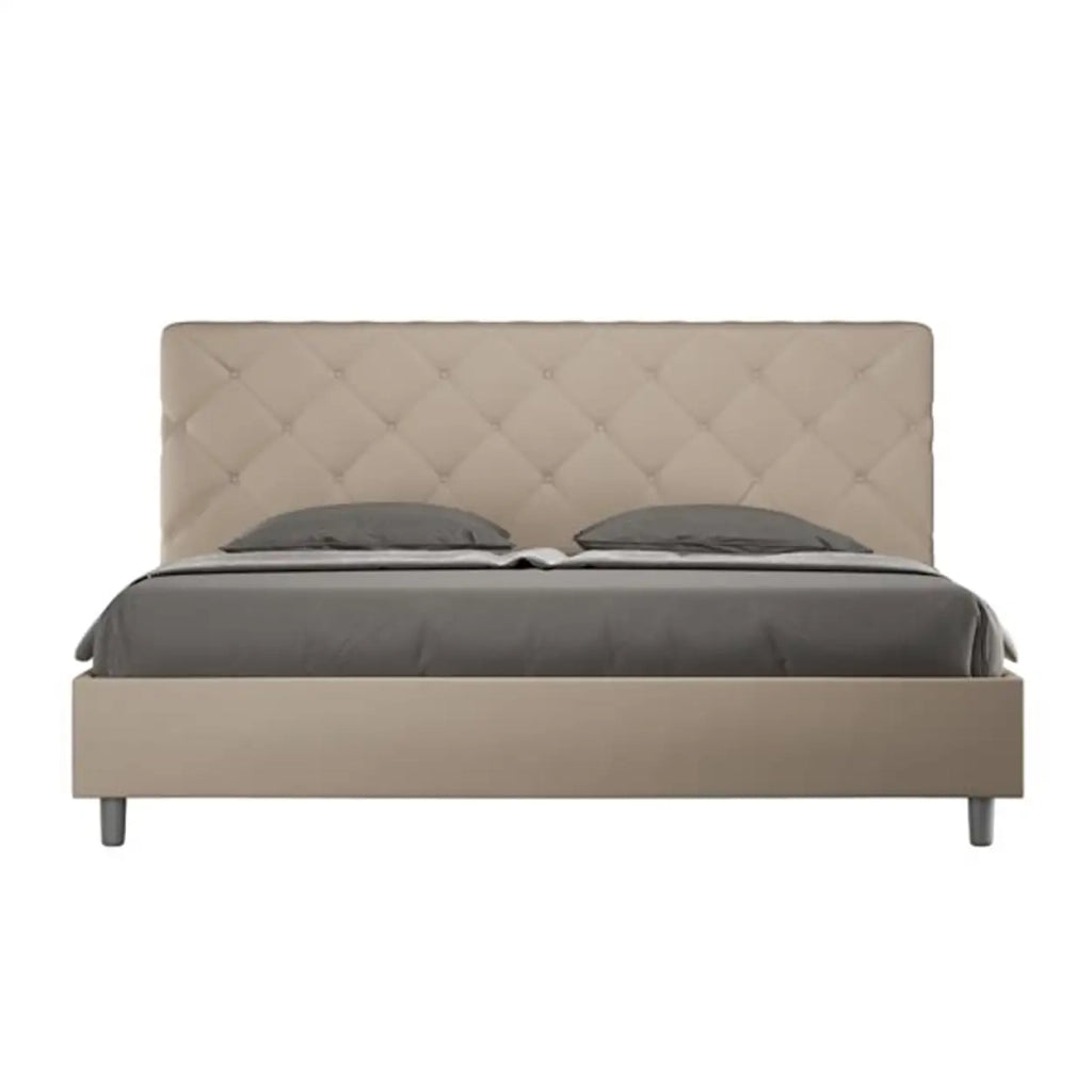 Letto con rete imbottito 180x210 similpelle tortora Priya