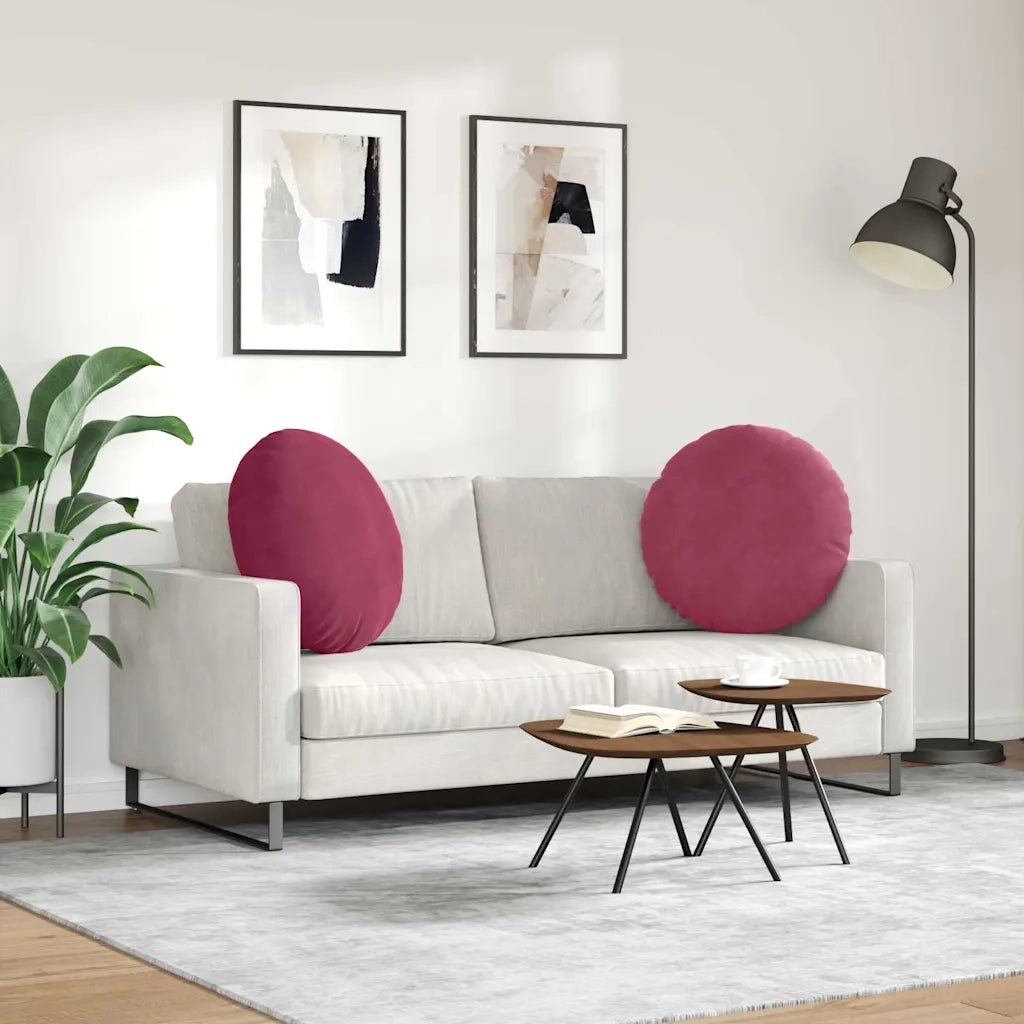 Cuscini per Seduta 2 pcs Rosso Vino Ø60 x 21 cm Velluto 42014216