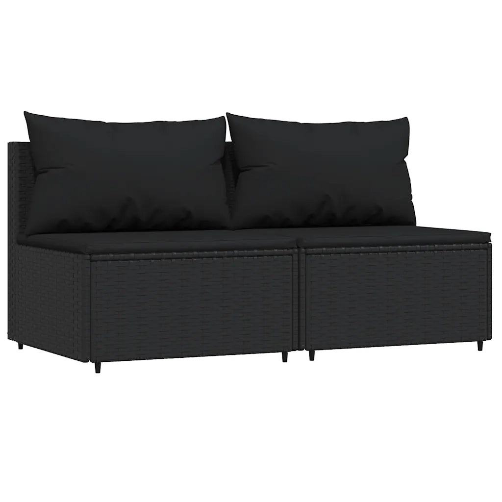 Set Divani da Giardino 3 pz | Set Salotto da Giardino con Cuscini Nero in Polyrattan