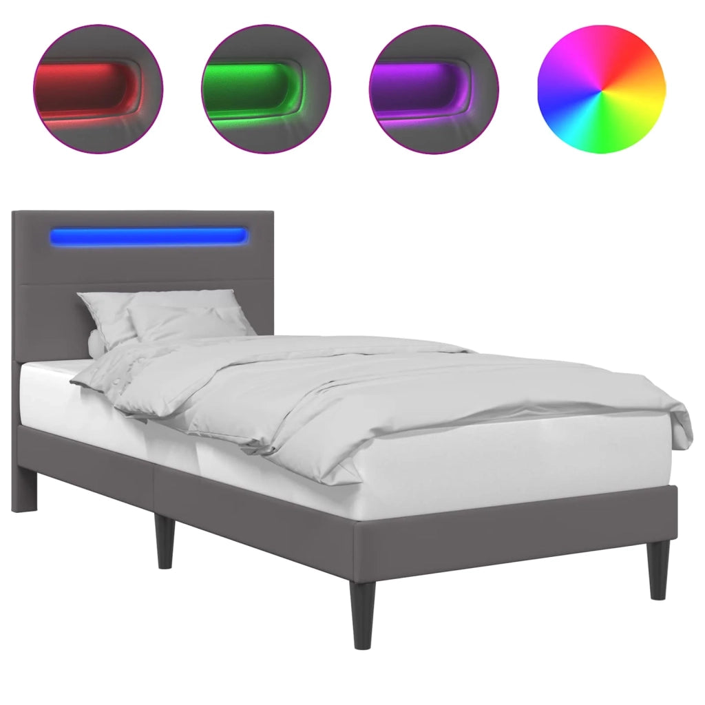 Letto singolo | Letto per adulti | Struttura del letto con testiera Grigio 80 x 200 cm Similpelle