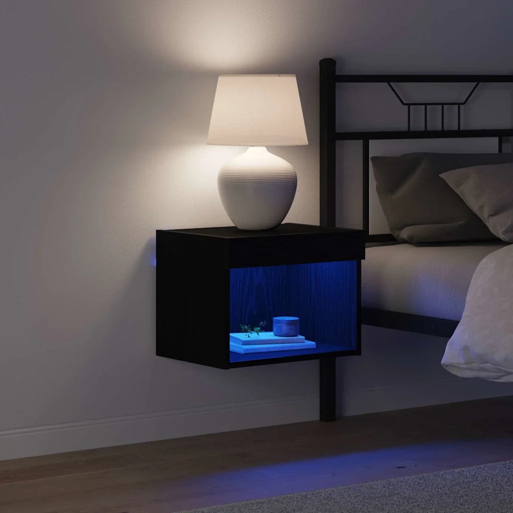 Set mobile TV con led 2 pcs Rovere Nero 40 x 30 x 30 cm 863103
