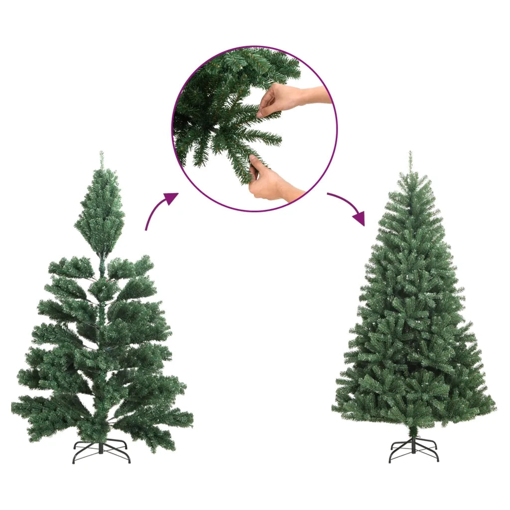 Albero di Natale Artificiale-Albero Natalizio con Supporto Verde 150 cm PET