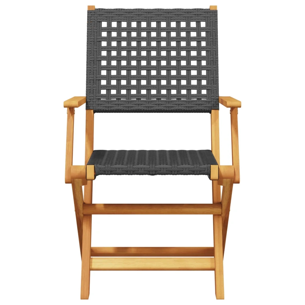Set da Bistrot 3 pz Nero in Polyrattan e Legno Massello 3281790