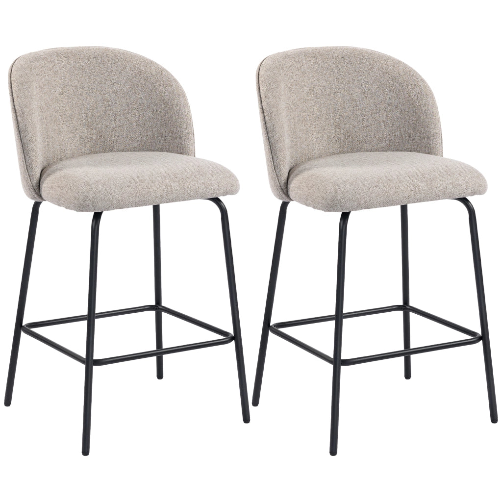 Sgabello da bar imbottito con schienale e poggiapiedi ¨C Minimal ¨C grigio chiaro