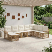 Set di divani da esterno 8 pcs Naturale e Bianco Crema 3437750