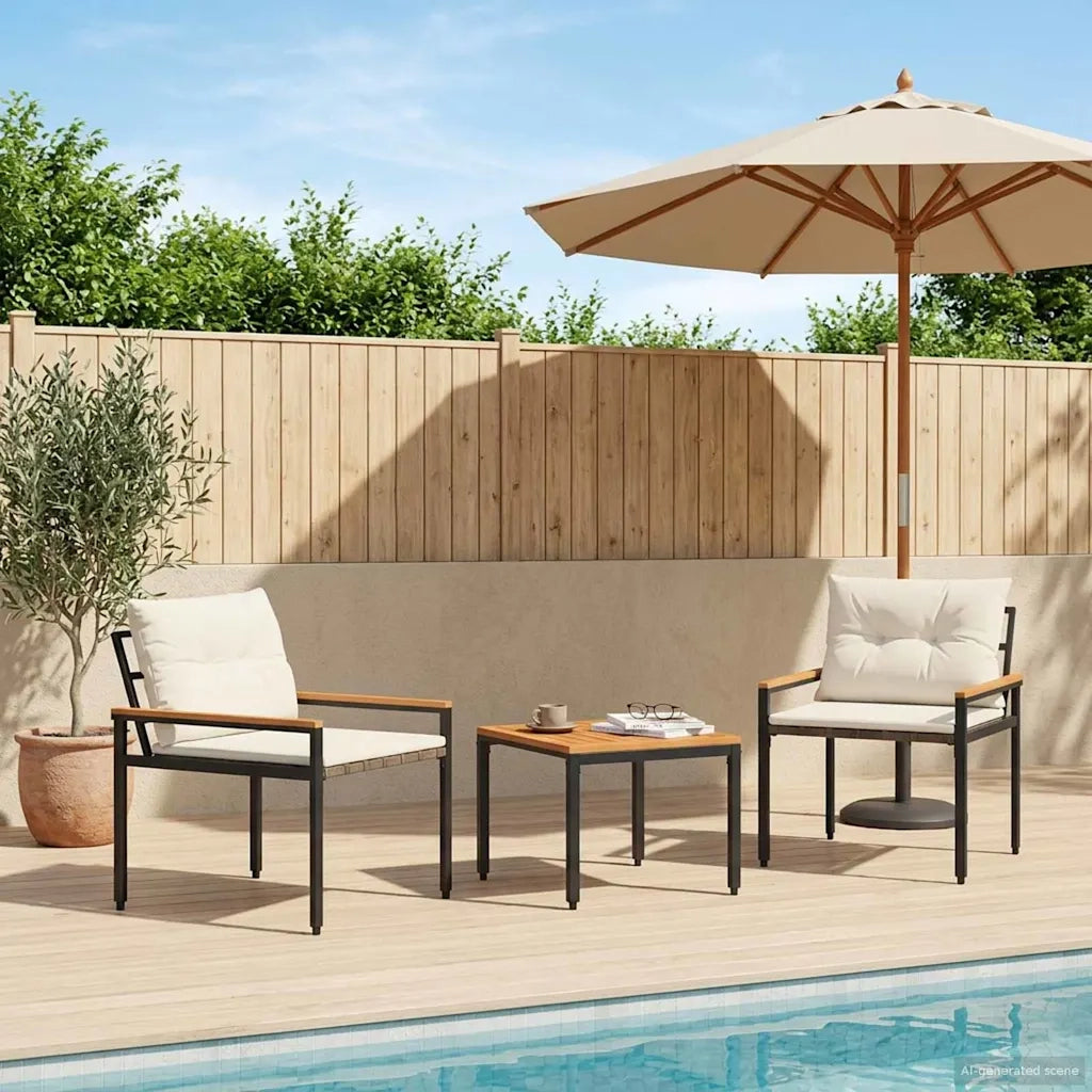 Set Mobili da Esterno 3 pcs Bianco Crema polyrattan 42025361
