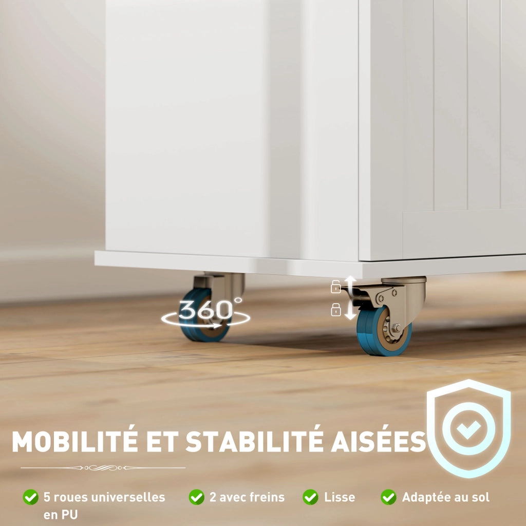 Tavolo da cucina mobile con presa e USB ¨C zephmum ¨C bianco