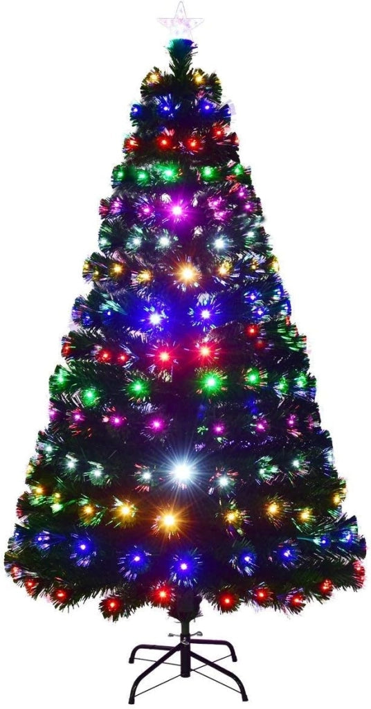 Albero di Natale 150/180/210 cm in Fibra Ottica di Vetro con Luci Incorporate 8 Modalità 6 Colori e 180/230/280 Rami e Stella, per Festa (180 cm)