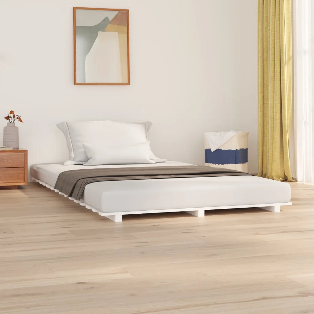 Letto senza Materasso-Struttura Letto Bianco 120x190 cm Legno Massello di Pino 347774
