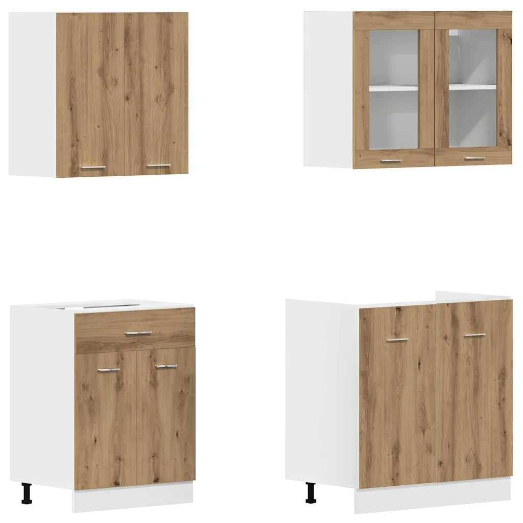 Set di Mobili da Cucina 4 pz Lyon Rovere Artigianale Truciolato 3328574