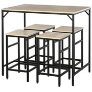 Set tavolo da bar con 4 sgabelli ¨C Xylo ¨C legno rovere chiaro, telaio metallo nero