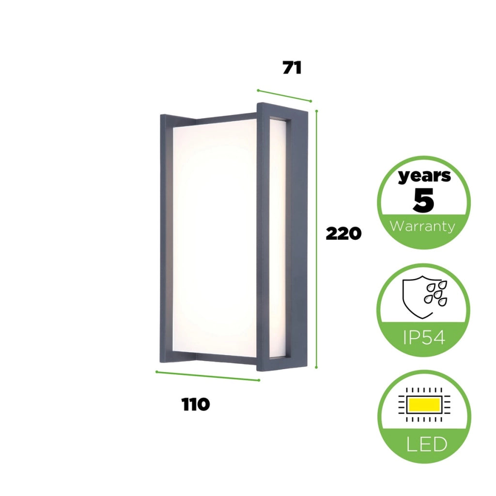Applique esterna QUBO antracite LED 18W 3000K Lutec