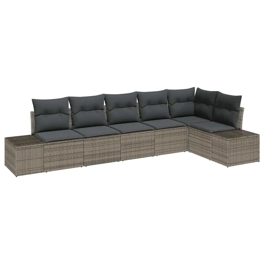 Set Divano da Giardino con cuscino 6 pcs Grigio polyrattan 3347079
