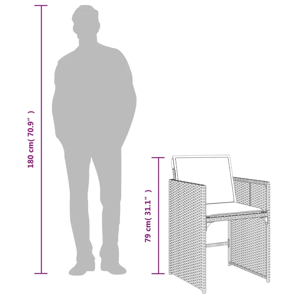 Set da pranzo da giardino da 15 pz con Cuscini in Polyrattan Grigio 3278004