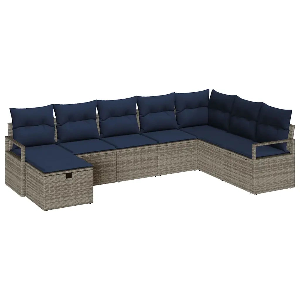 Set di divani con cuscino con archiviazione Grigio polyrattan 3359234
