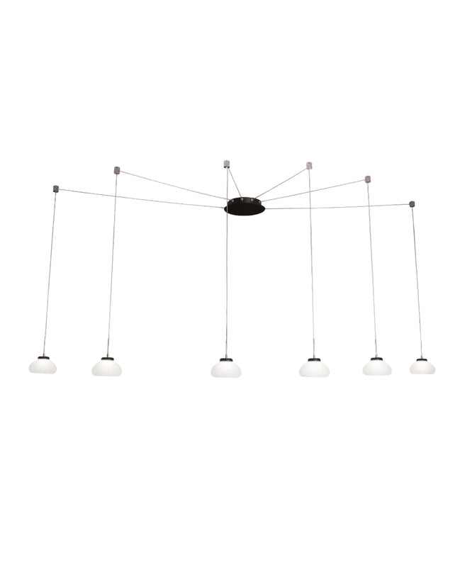 Lampadario a sospensione Arabella a Led in metallo e vetro soffiato bianco 3547-46-102 Fabas Luce