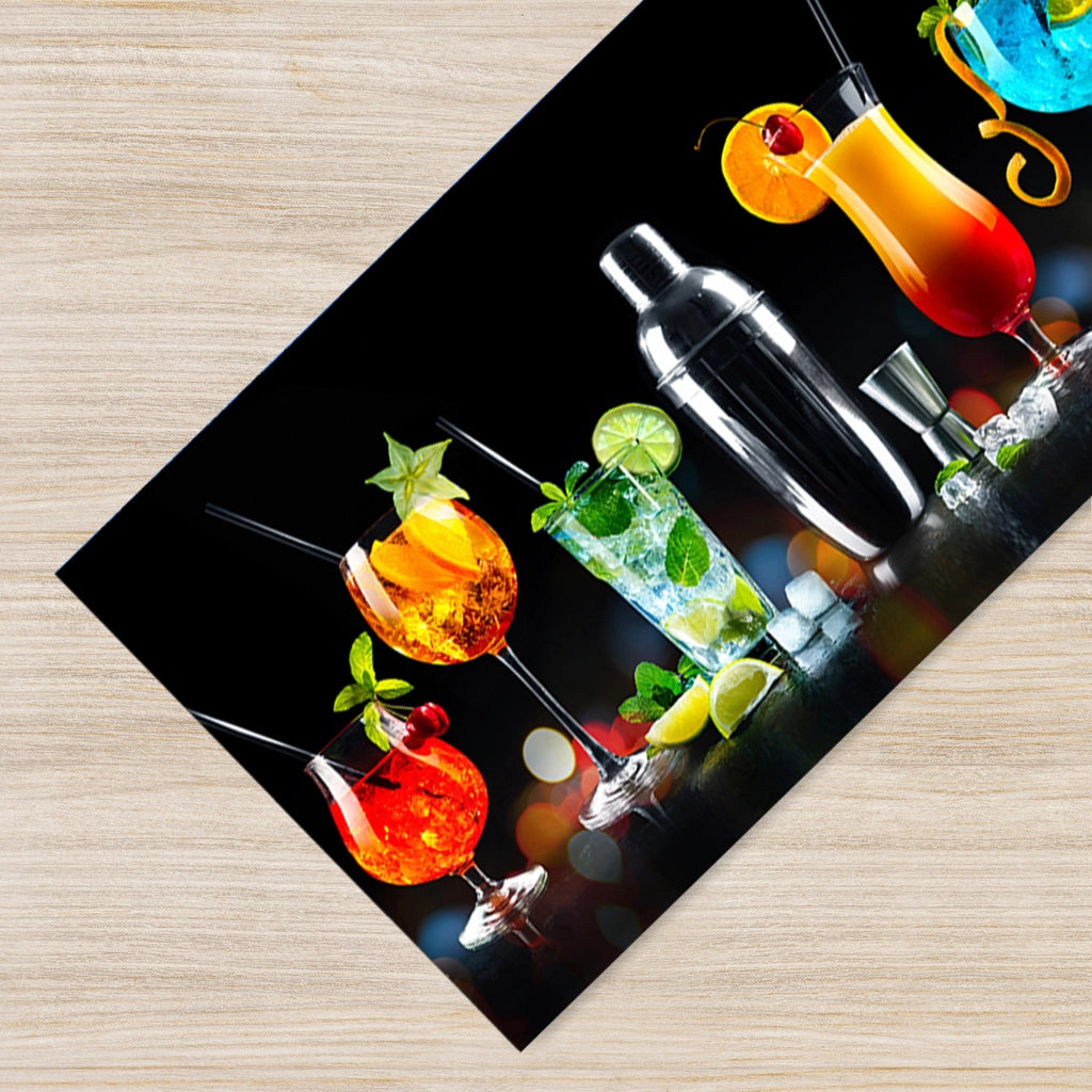 Tappeto Cucina Antiscivolo Made in Italy Passatoia Antimacchia Multiuso Corridoio Soggiorno Lavabile in Lavatrice - 50x200 - Coktail bar