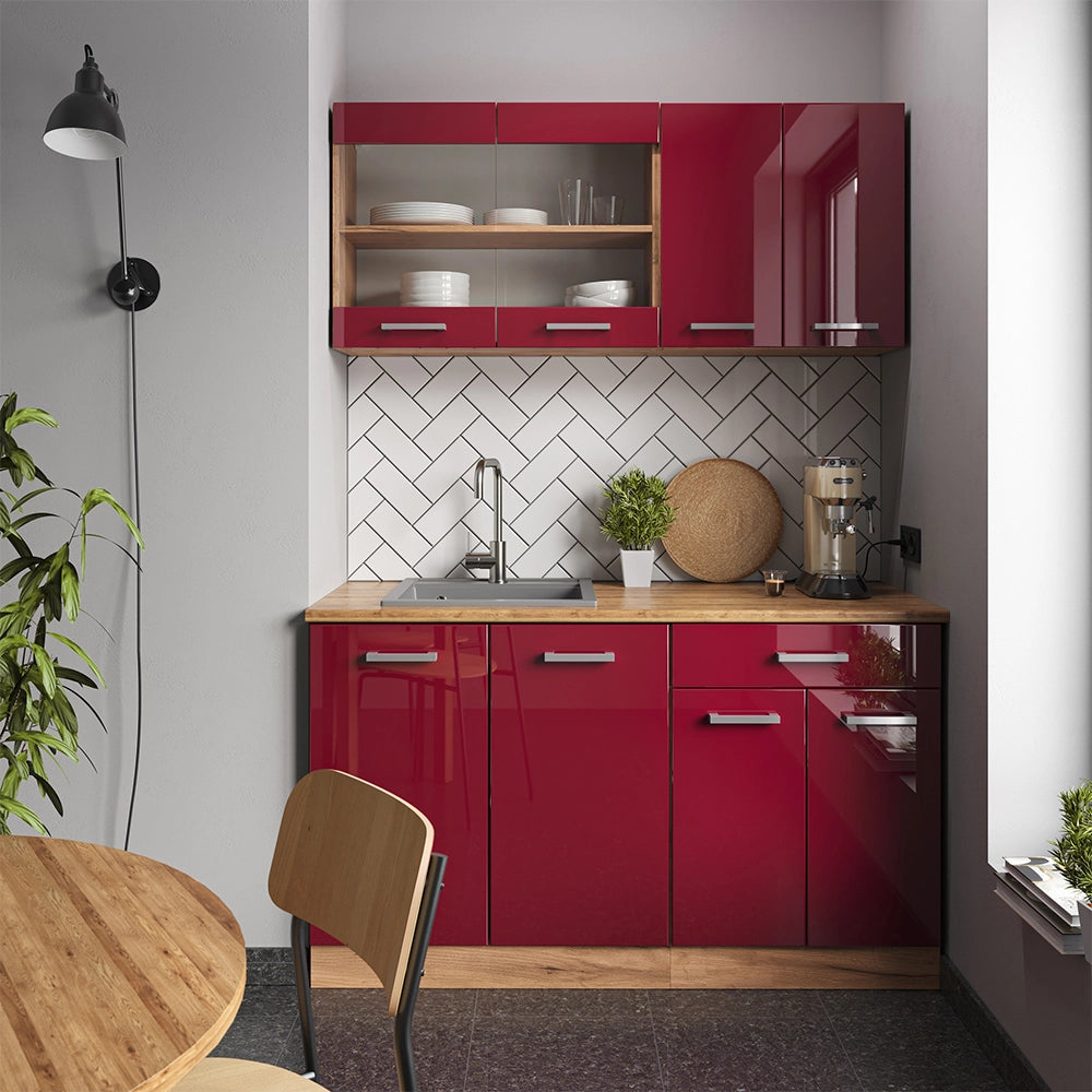 Vicco Frontale cucina Rosso lucido 29.6 x 196 cm frontale del mobile per mobile alto estraibile