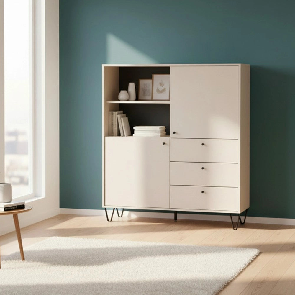 Credenza con ante cassetti e vano a giorno cachemire ALDO6 123,6x40x135H