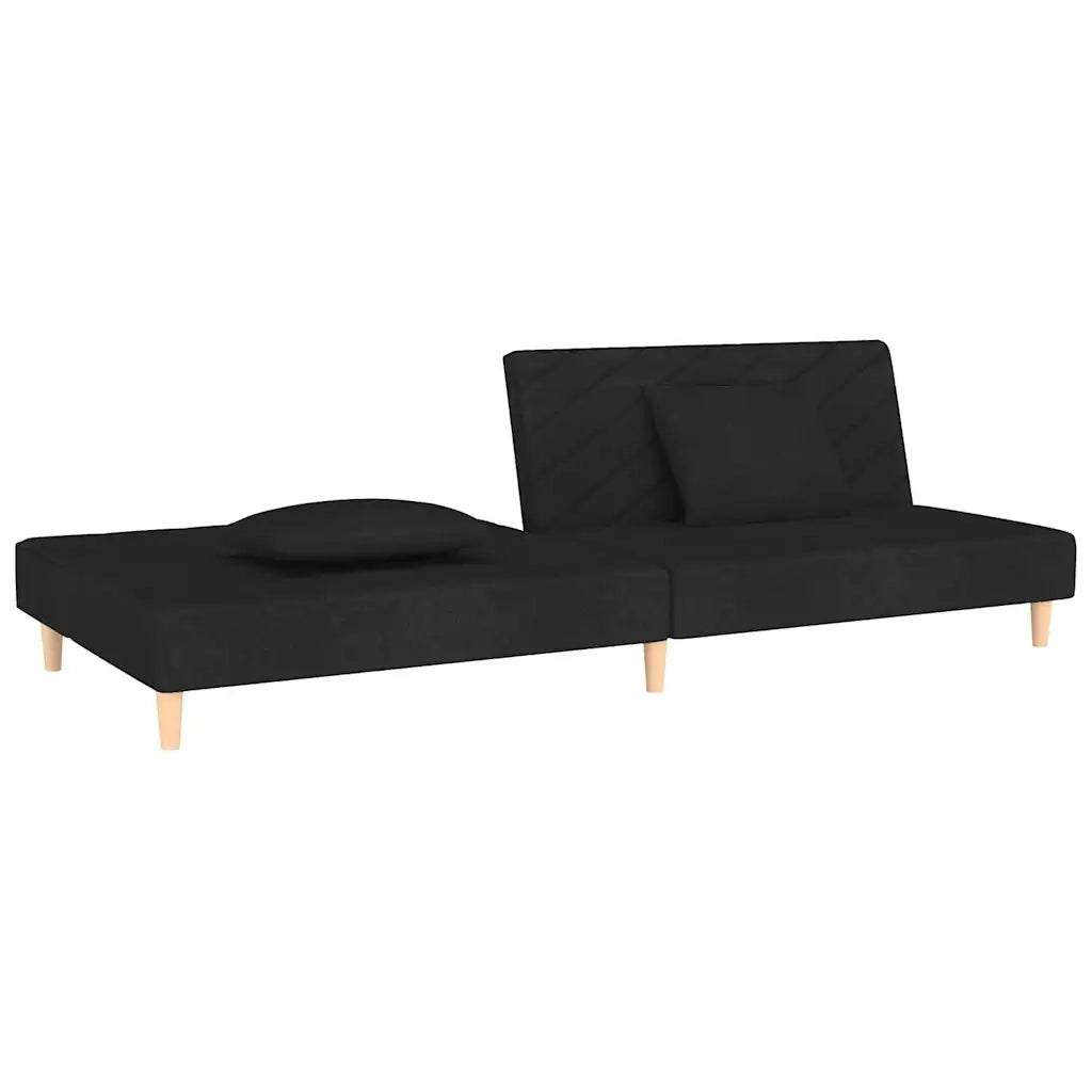 Divano letto | Sof¨¤ letto | Letto singolo a 2 Posti con 2 Cuscini Nero in Tessuto