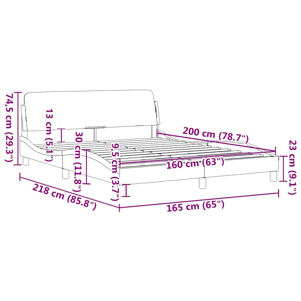 Giroletto-Struttura Letto Dover Grigio Scuro 160x200 cm Velluto