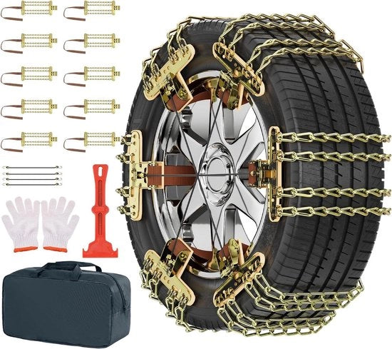 Sneeuwkettinge 10 pezzi facile da montare 215-285 mm larghezza cinghia aiuto al start manubri portatutto corda fissaggio universale per autovetture