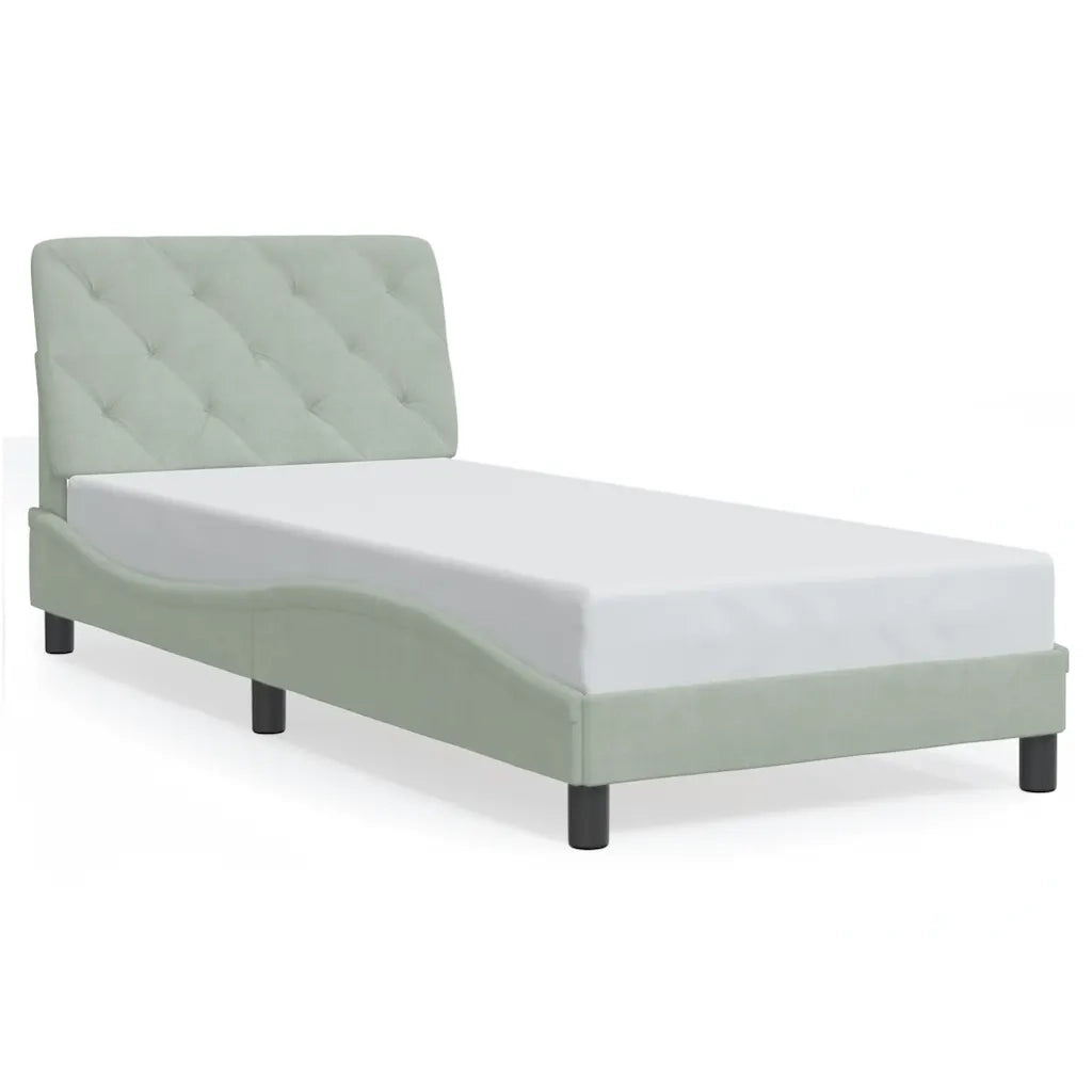 Giroletto senza Materasso Grigio Chiaro 90x190 cm Velluto