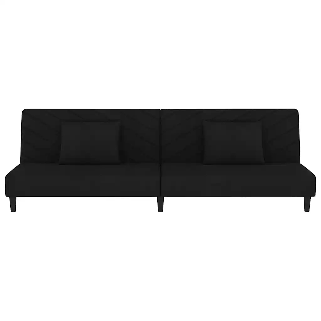 Divano letto | Sof¨¤ letto | Letto singolo a 2 Posti con 2 Cuscini Nero in Velluto