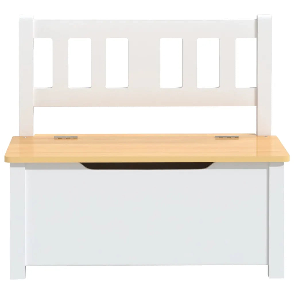 Cassapanca-Baule-Mobile di Stoccaggio per Bambini Bianca e Beige 60x30x55 cm in MDF