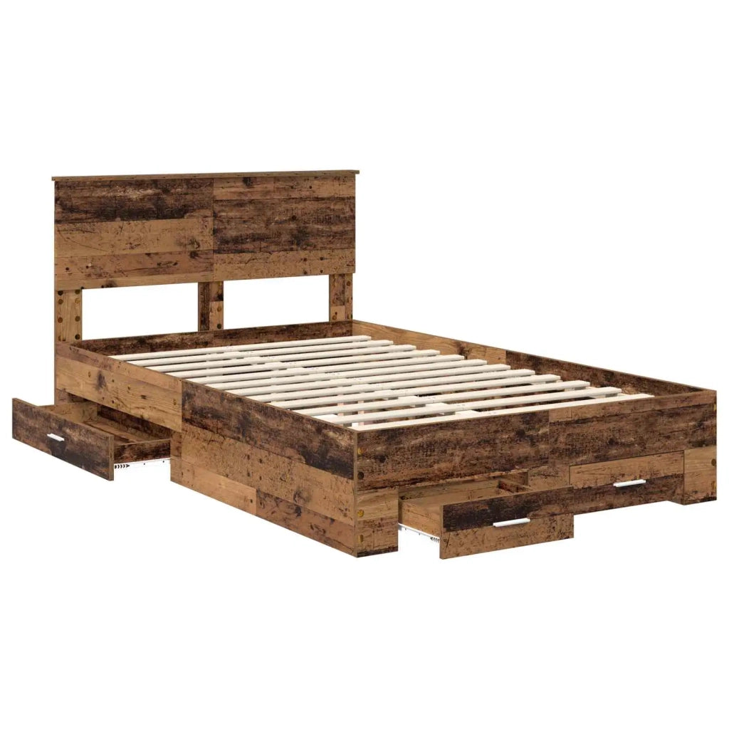 Letto matrimoniale | Letto per adulti | Struttura del letto con testiera Legno vecchio 120 x 190 cm