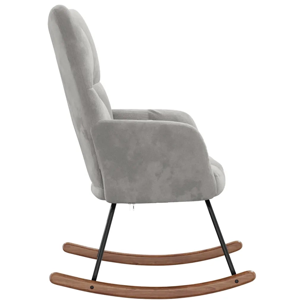 Sedia a Dondolo Grigio Chiaro in Velluto 328139