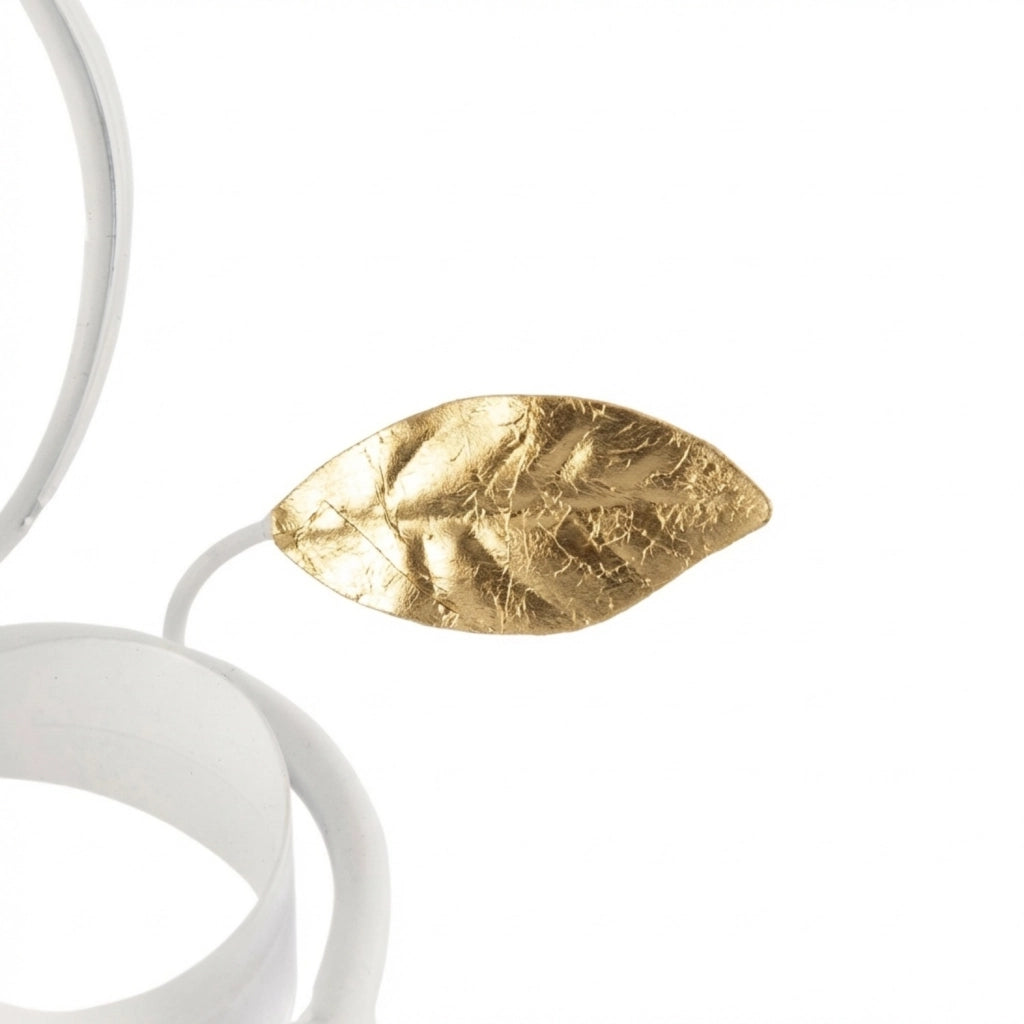 Applique Arte Povera Cesto Metallo Bianco E Oro 2 Luci E14