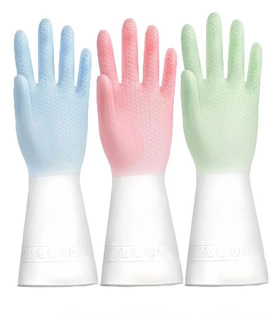 Set di 3 paia di guanti da lavaggio con imbottitura a pelo
