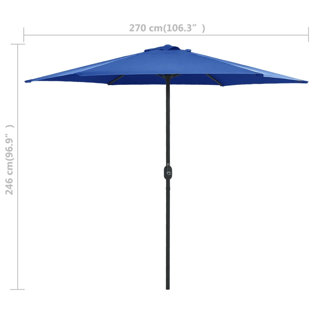 Ombrellone da Giardino con Palo in Alluminio 270x246 cm Azzurro 47351