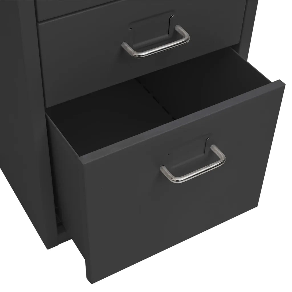 Schedario Mobile Antracite 28x41x69 cm in Metallo 335915