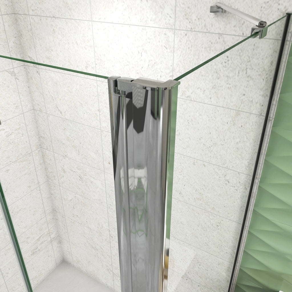 185 cm Box Doccia Walk In  Parete Fissa 70 cm + Porta Pieghevole 87 cm Vetro da 6 mm Temperato Anticalcare Barra Stabilizzatrice 45 cm Cromo Lucido